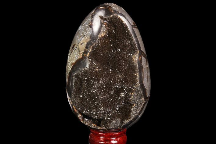 Septarian Dragon Egg Geode - Black Crystals #98877